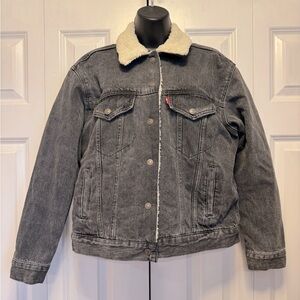 Vintage Levi’s San Francisco Sherpa Denim Trucker Jacket Women’s Size M Black
